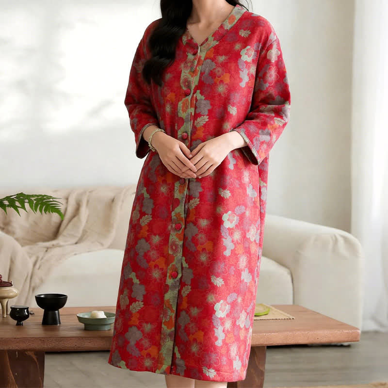 Vintage-Loungekleid aus Baumwollgaze mit Blumenmuster - image 6