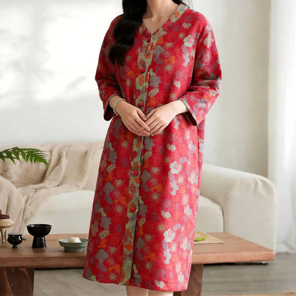 Vintage-Loungekleid aus Baumwollgaze mit Blumenmuster - image 6