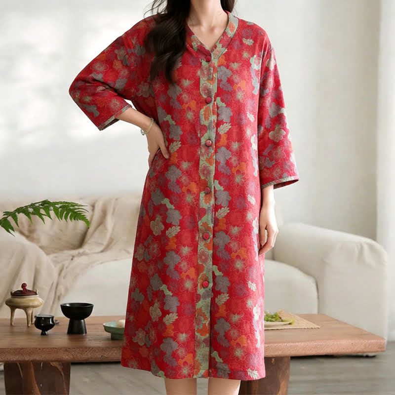 Vintage-Loungekleid aus Baumwollgaze mit Blumenmuster - image 7
