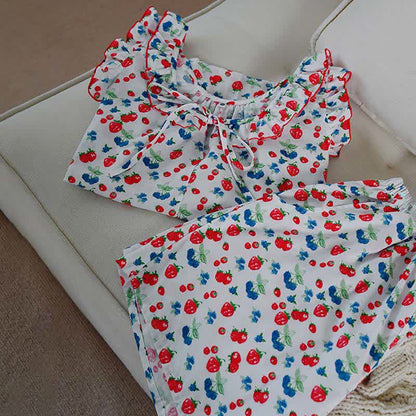 Damenpyjama aus Baumwollgaze mit Rüschen und Früchtemotiven - image 8