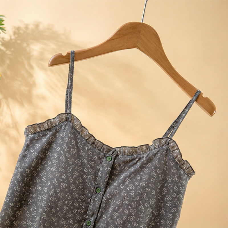 Pyjama-Set aus geblümtem Baumwoll-Top mit Rüschen - image 5
