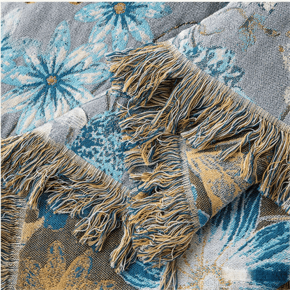Vintage-Blumen-Gänseblümchen-Fransen-Gaze-Steppdecke - image 4
