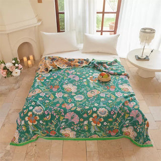 Wendbare Steppdecke aus Gaze im Landhausstil mit botanischem Flair - Grün - König - image 0
