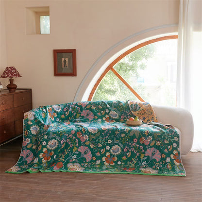 Wendbare Steppdecke aus Gaze im Landhausstil mit botanischem Flair - image 3