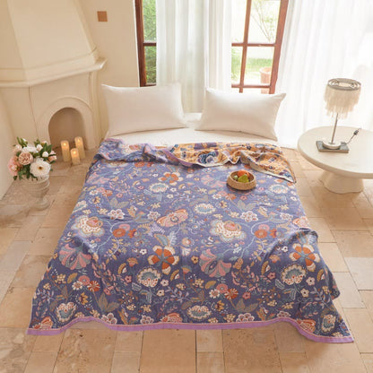 Wendbare Steppdecke aus Gaze im Landhausstil mit botanischem Flair - Lila - König - image 5
