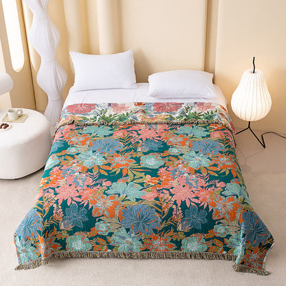 Wendbare Vintage-Gaze-Steppdecke mit tropischem Blumenmuster - image 1