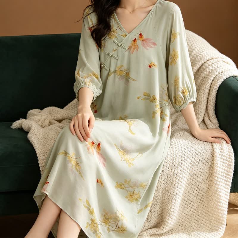 Koi & Floral Baumwoll-Maxi-Loungewear-Kleid - image 3