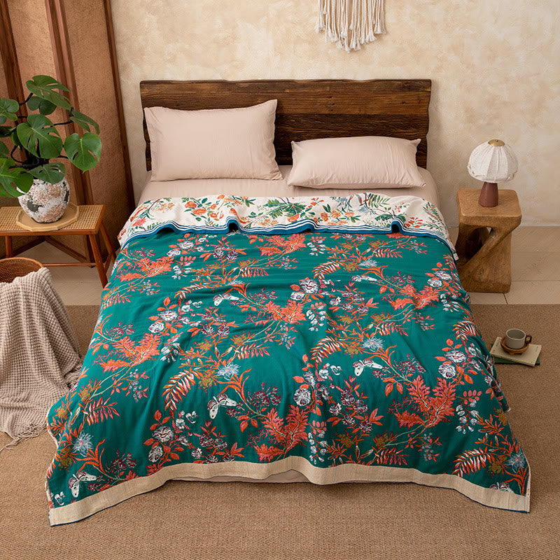 Wendbare Steppdecke aus Gaze mit Vintage-Rankenmuster und Blumenmuster - image 2