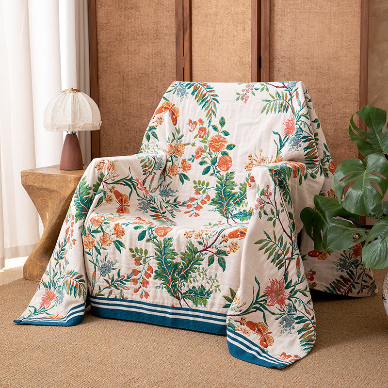 Wendbare Steppdecke aus Gaze mit Vintage-Rankenmuster und Blumenmuster - image 1