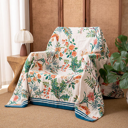 Wendbare Steppdecke aus Gaze mit Vintage-Rankenmuster und Blumenmuster - image 1