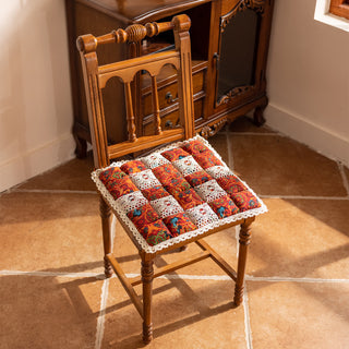 Boho-Chic quadratisches Stuhlkissen mit Spitzenrand - Orange - 40cm x 40cm - image 0