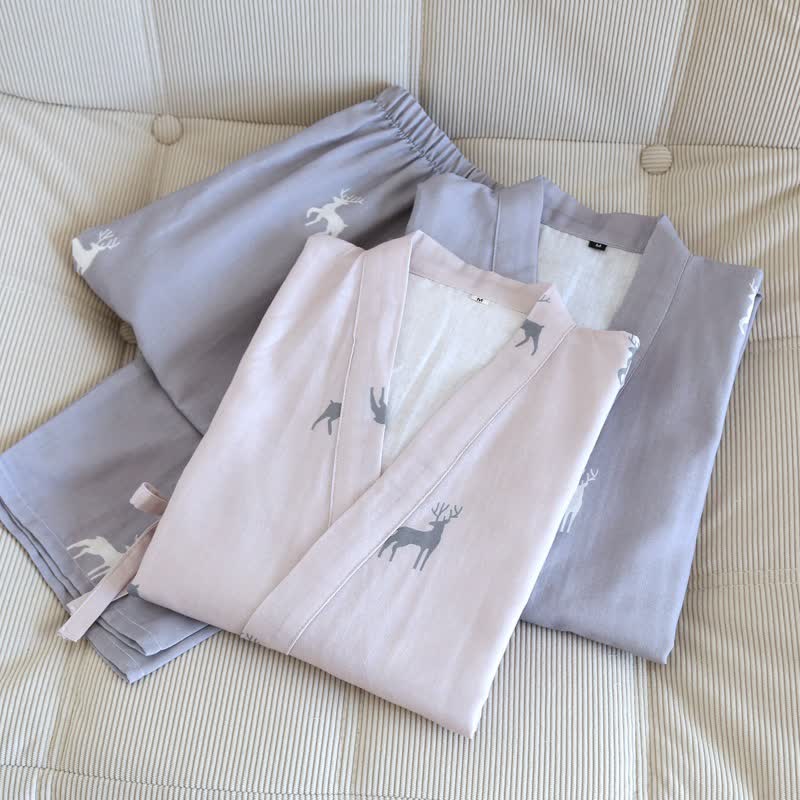 Partner-Loungewear-Set aus Baumwolle mit Hirschmotiv - image 1