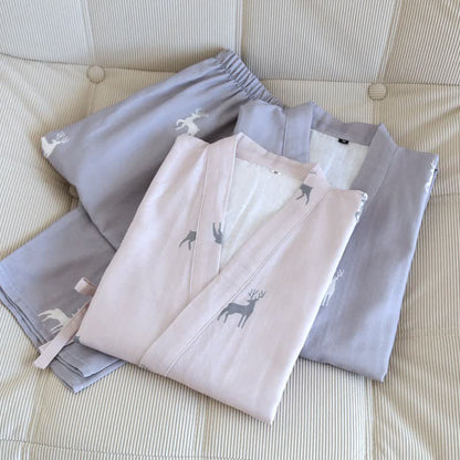 Partner-Loungewear-Set aus Baumwolle mit Hirschmotiv - image 1
