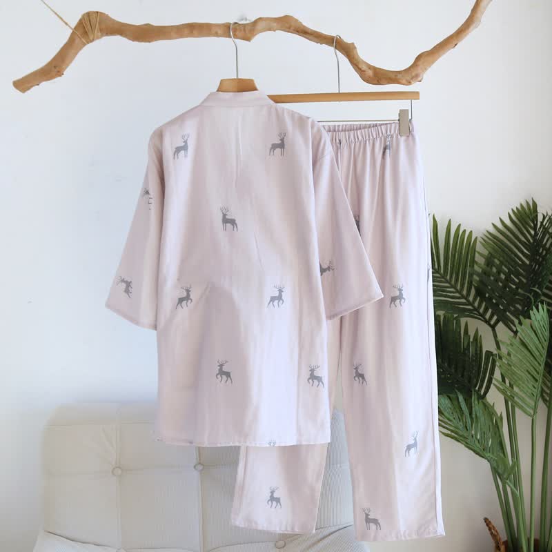 Partner-Loungewear-Set aus Baumwolle mit Hirschmotiv - image 3