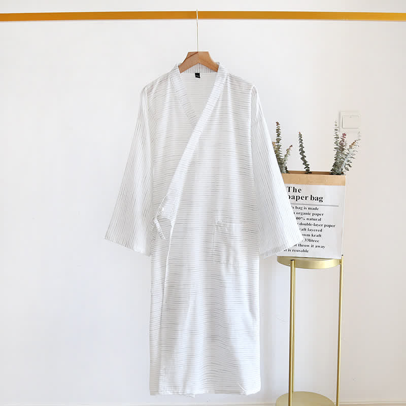 Unisex Kimono-Bademantel aus Baumwollgaze - Weiß - XL - image 3