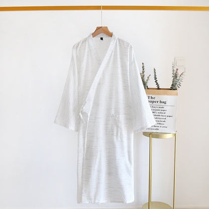Unisex Kimono-Bademantel aus Baumwollgaze - Weiß - XL - image 3