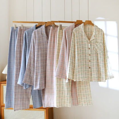 Bunte, gestreifte und karierte Baumwoll-Pyjamas - image 0