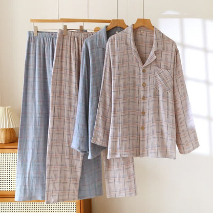 Bunte, gestreifte und karierte Baumwoll-Pyjamas - image 2