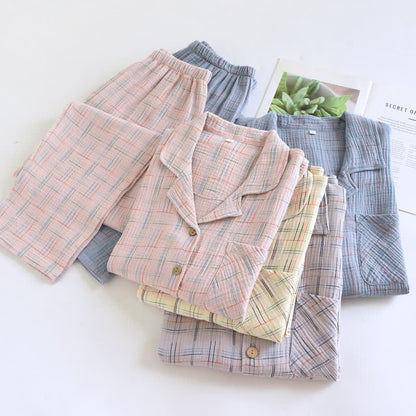 Bunte, gestreifte und karierte Baumwoll-Pyjamas - image 1