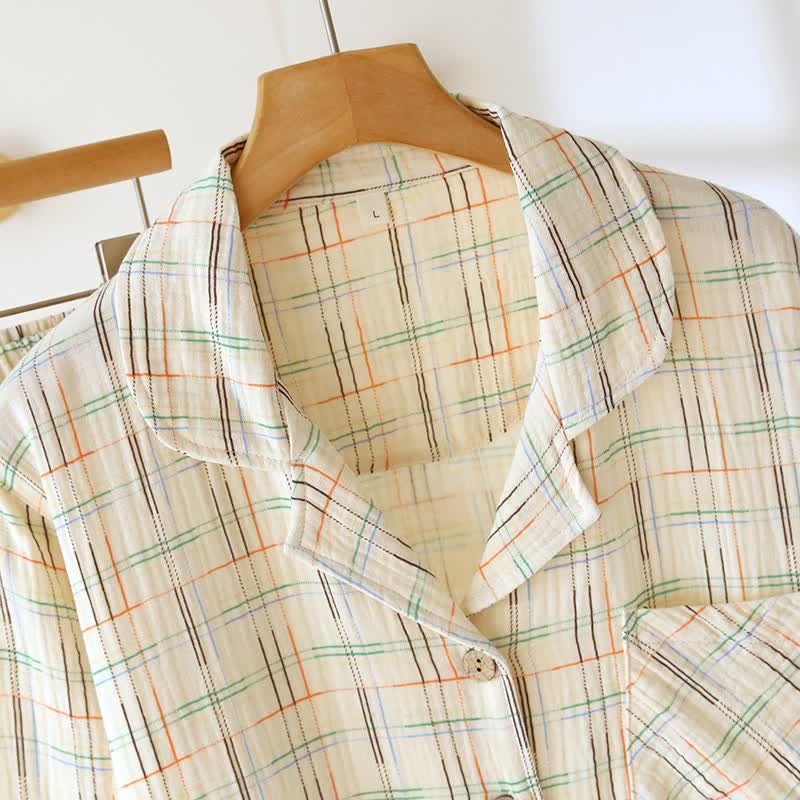 Bunte, gestreifte und karierte Baumwoll-Pyjamas - image 10