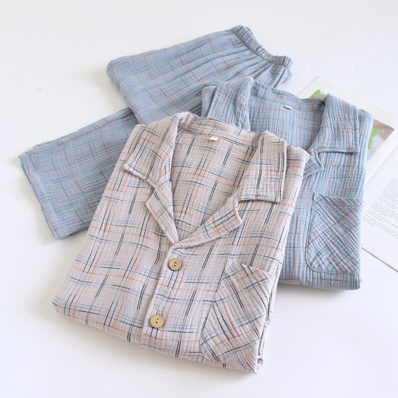 Bunte, gestreifte und karierte Baumwoll-Pyjamas - image 5