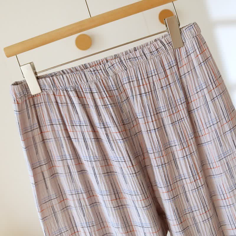 Bunte, gestreifte und karierte Baumwoll-Pyjamas - image 22