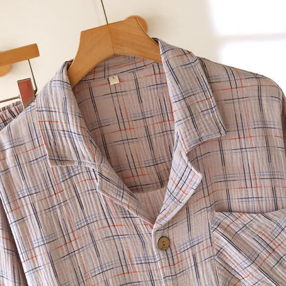 Bunte, gestreifte und karierte Baumwoll-Pyjamas - image 19
