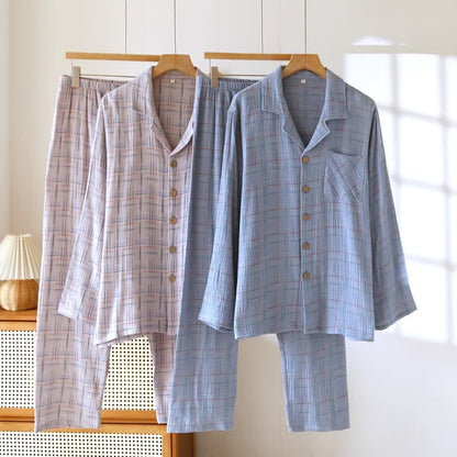 Bunte, gestreifte und karierte Baumwoll-Pyjamas - image 3