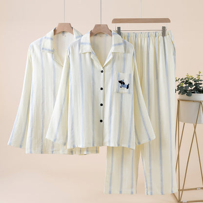 Gestreiftes Baumwoll-Partnerpyjama-Set - image 1