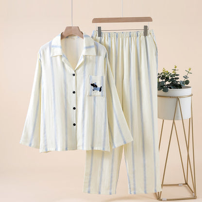 Gestreiftes Baumwoll-Partnerpyjama-Set - image 3