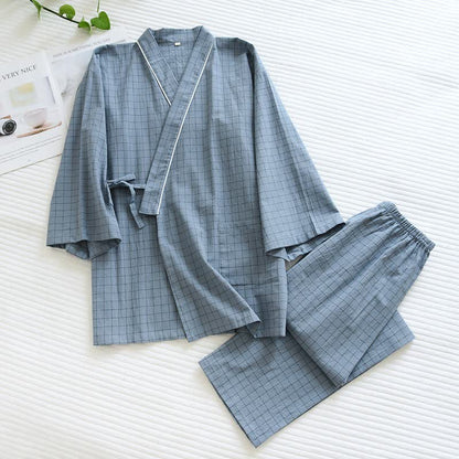 Partner-Pyjamas aus Baumwolle im Kimono-Stil - Grau - Männlich - XL - image 3