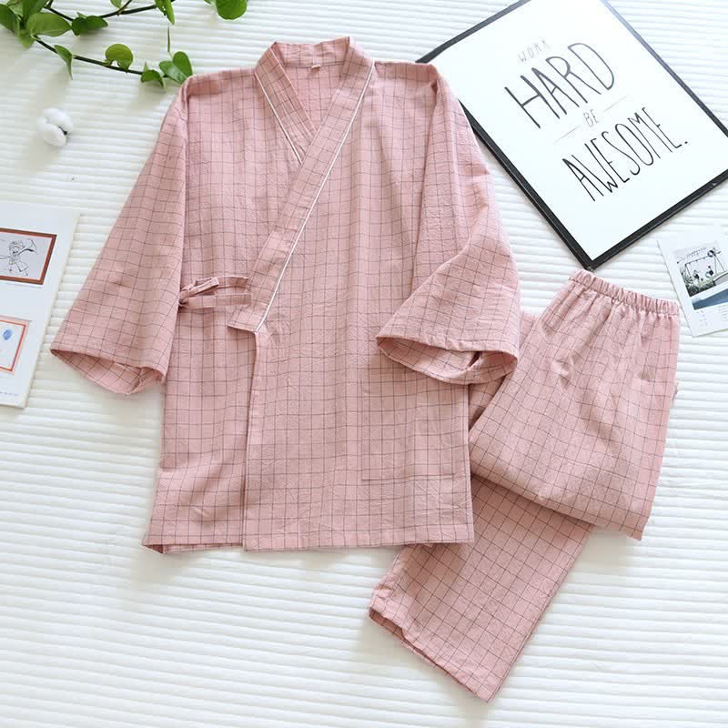 Partner-Pyjamas aus Baumwolle im Kimono-Stil - Rosa - Weiblich - XL - image 11