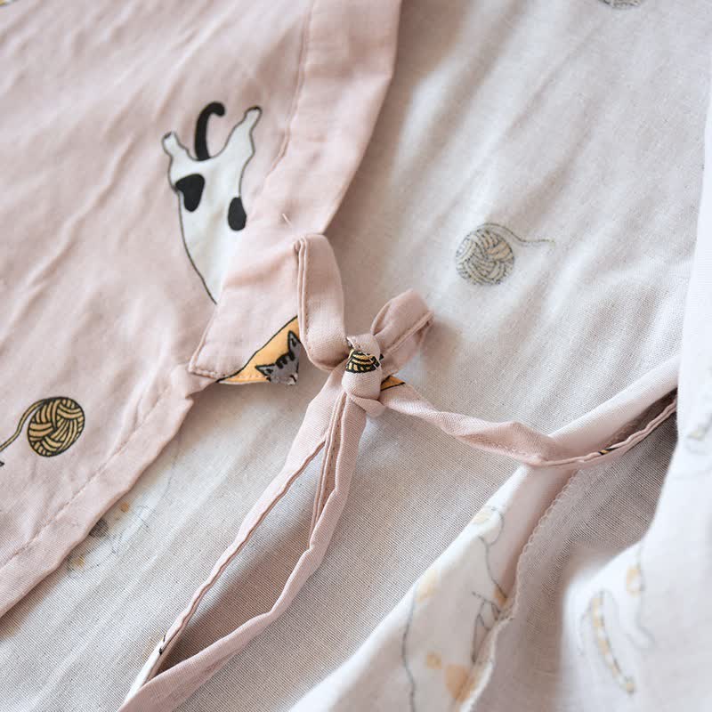 Partner-Kimono aus Baumwolle mit Katzenmotiv - image 7