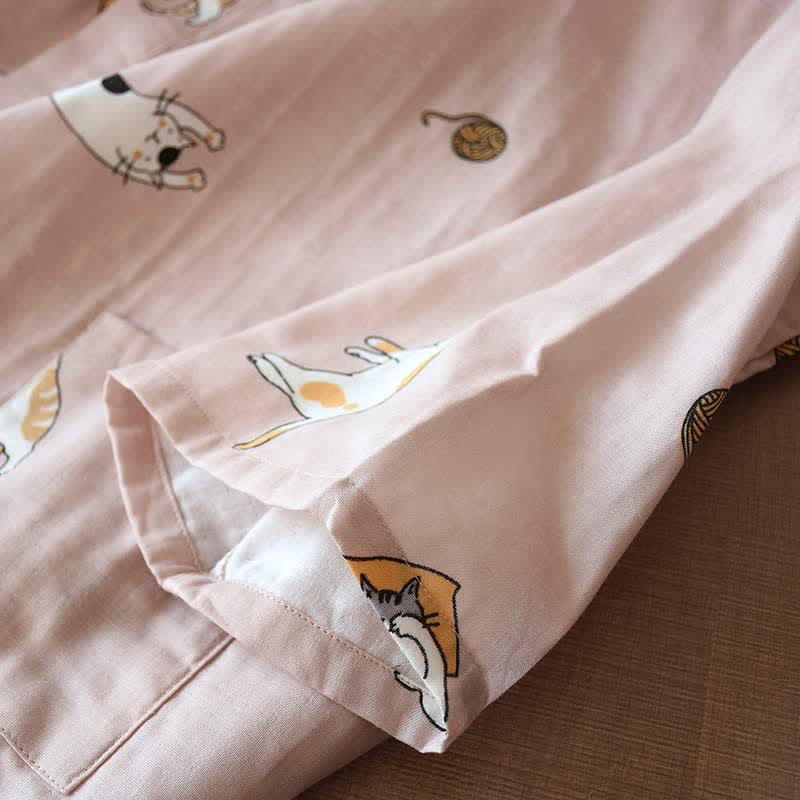 Partner-Kimono aus Baumwolle mit Katzenmotiv - image 8