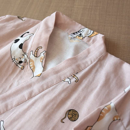 Partner-Kimono aus Baumwolle mit Katzenmotiv - image 5
