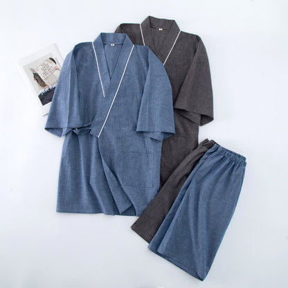 Unisex-Pyjama aus einfarbiger Baumwolle mit kurzen Ärmeln - image 4