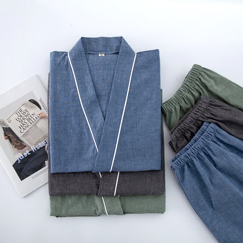 Unisex-Pyjama aus einfarbiger Baumwolle mit kurzen Ärmeln - image 3