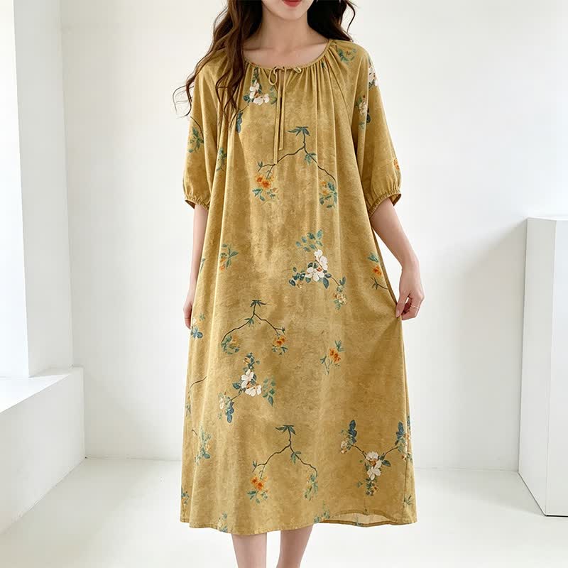 Vintage Lounge-Kleid mit Blumen- und Zweigmuster - image 2