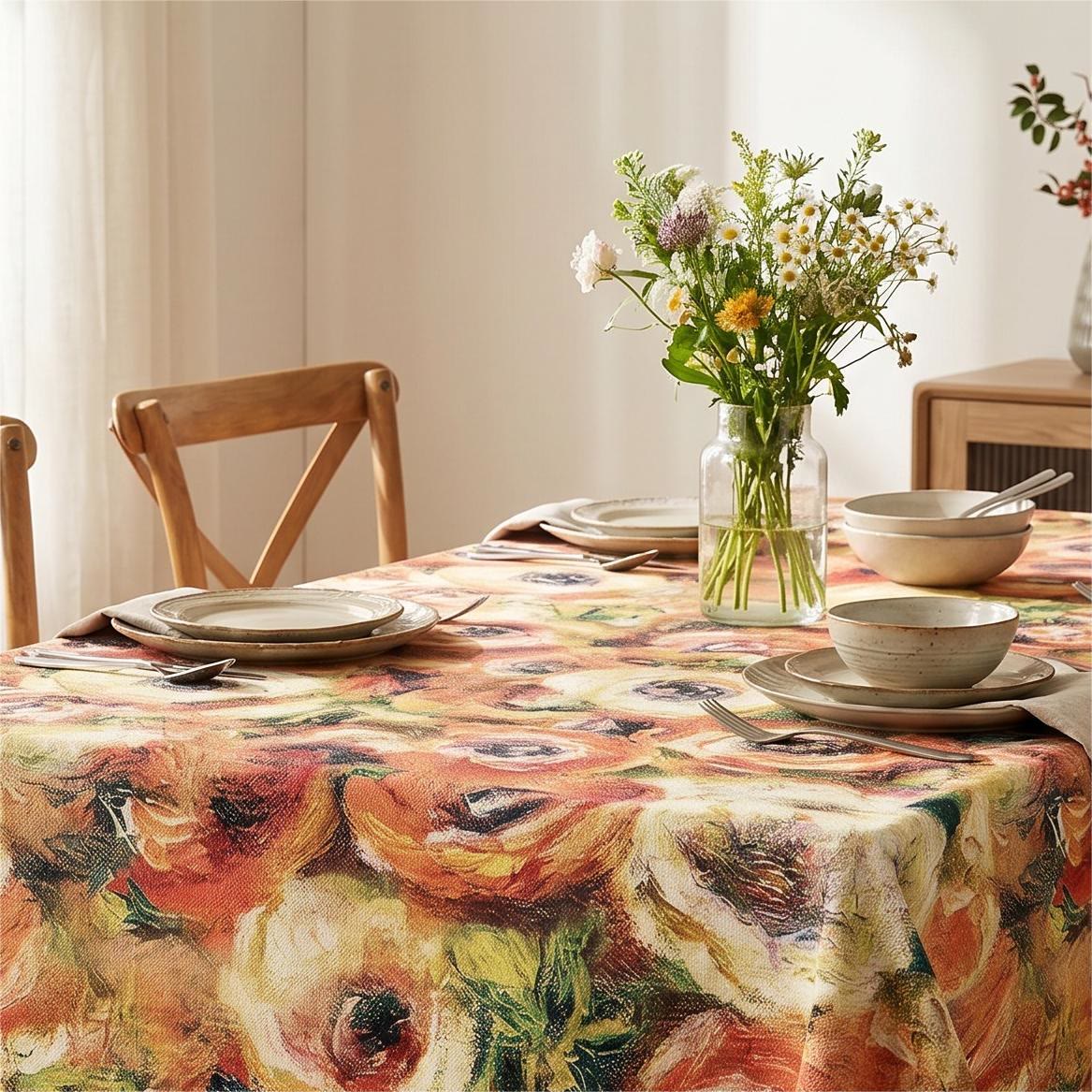 Impressionistische Ölgemälde-Tischdecke mit Blumenmuster - image 2