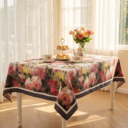 Vintage-Ölgemälde-Tischdecke mit Rosenmuster - image 2