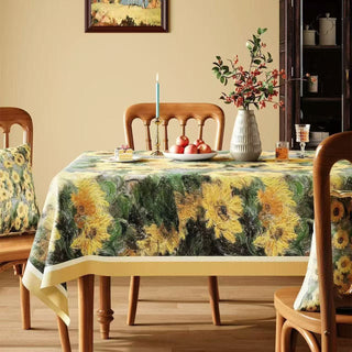 Vintage Tischdecke mit Sonnenblumenmuster - Mehrfarbig - Quadrat - 140cm × 140cm - image 0