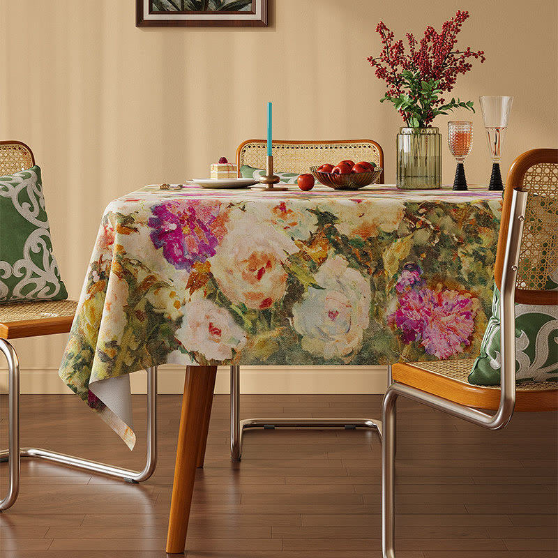 Tischdecke in zartem impressionistischem Rosenmuster - Mehrfarbig - Rechteck - 140cm × 86" - image 0