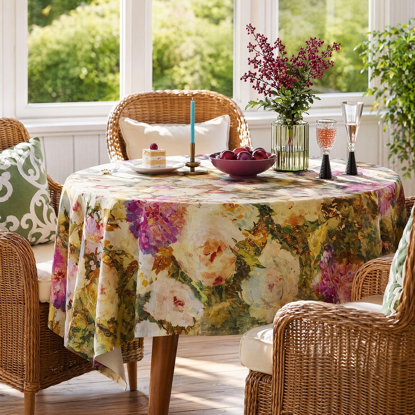 Tischdecke in zartem impressionistischem Rosenmuster - image 1