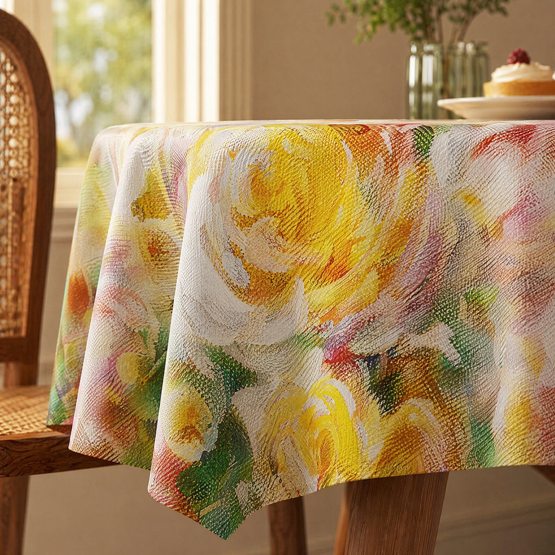 Tischdecke mit zartem impressionistischem Rosenmuster - image 3