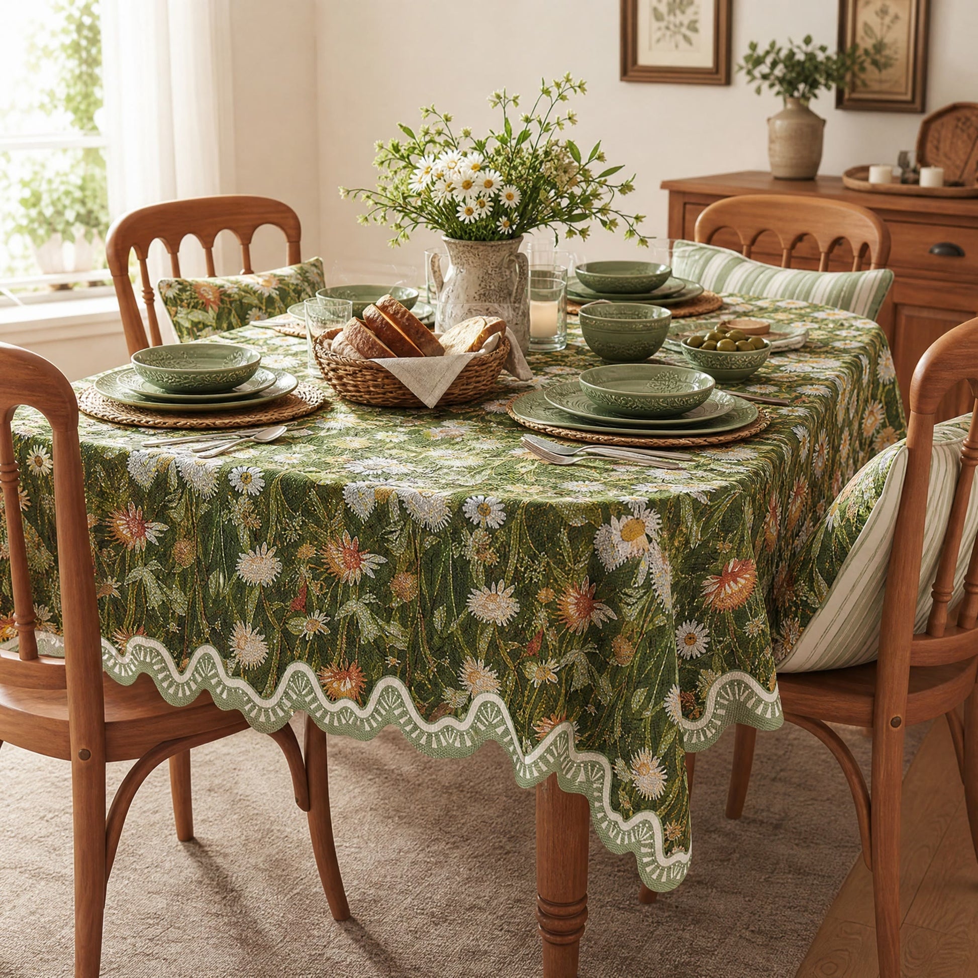 Tischdecke mit Waldblumen- und Gänseblümchenmuster - image 2
