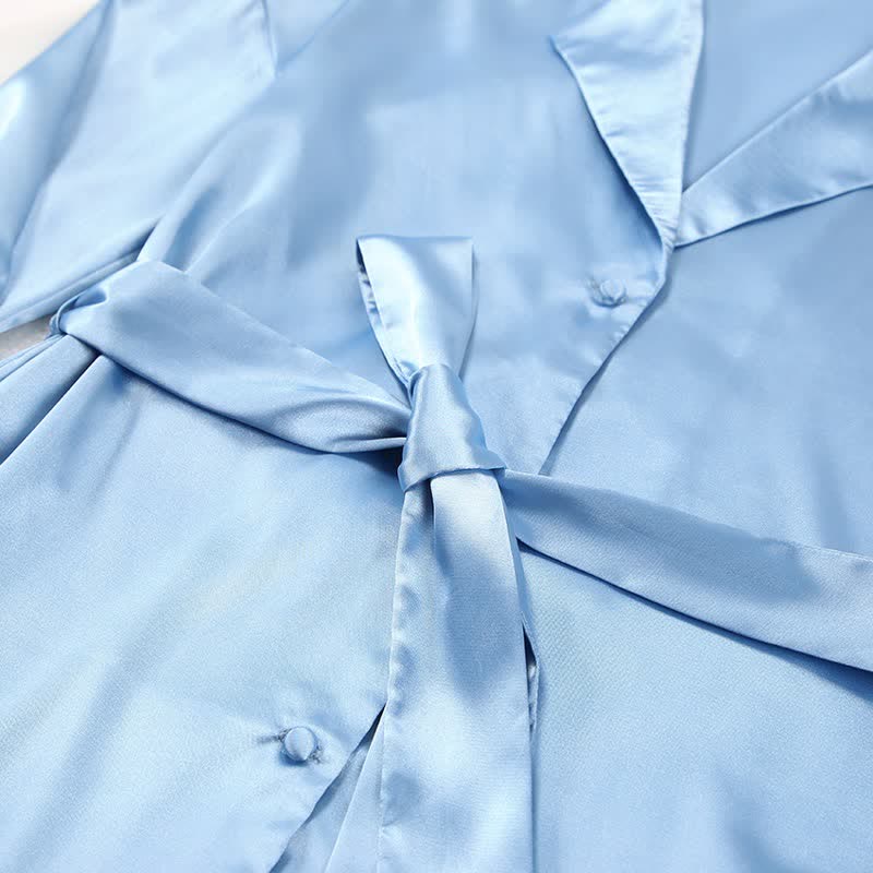 Einfarbiges Loungewear-Set für Damen mit Gürtel - image 7