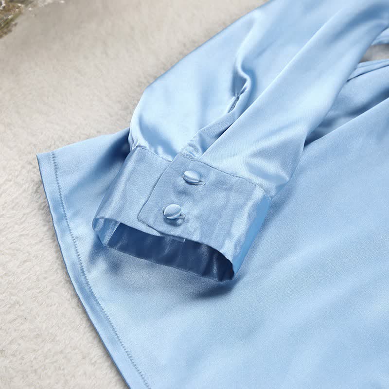 Einfarbiges Loungewear-Set für Damen mit Gürtel - image 5