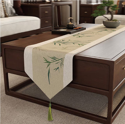 Orientalischer Tischläufer aus Bambus mit Tuschewaschung - Braun - 12" × 102" - image 0