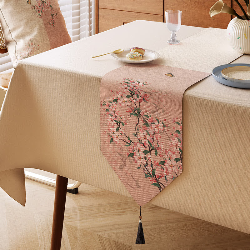 Malerischer Tischläufer mit Zierapfelblütenmuster - Rosa - 13" × 87" - image 0