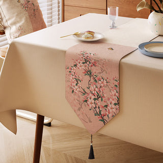 Malerischer Tischläufer mit Zierapfelblütenmuster - Rosa - 13" × 87" - image 0